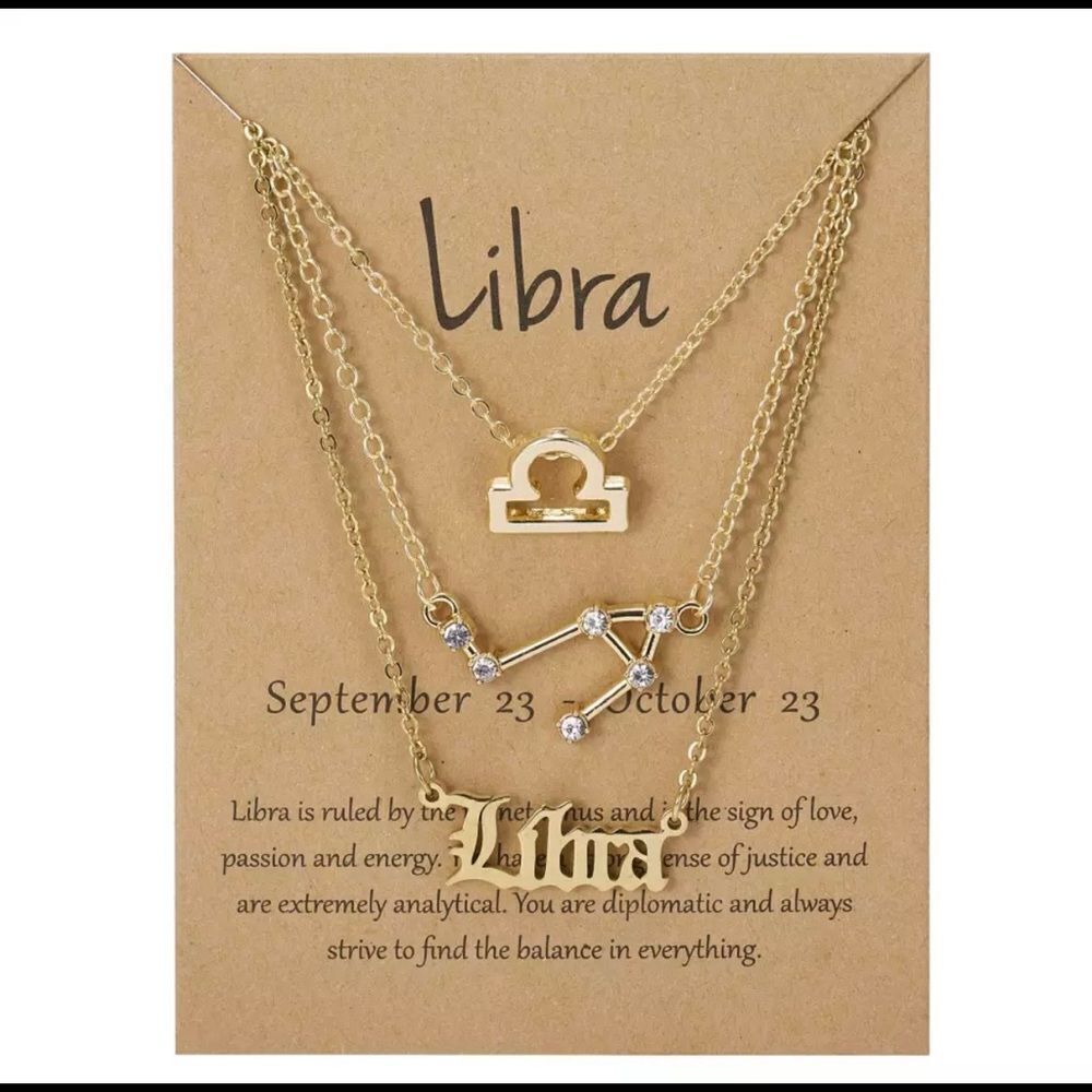 LIBRA 3 PIECE SET ZODIAC,‎ CONSTELLATION, SIGNATURE NECKLACES